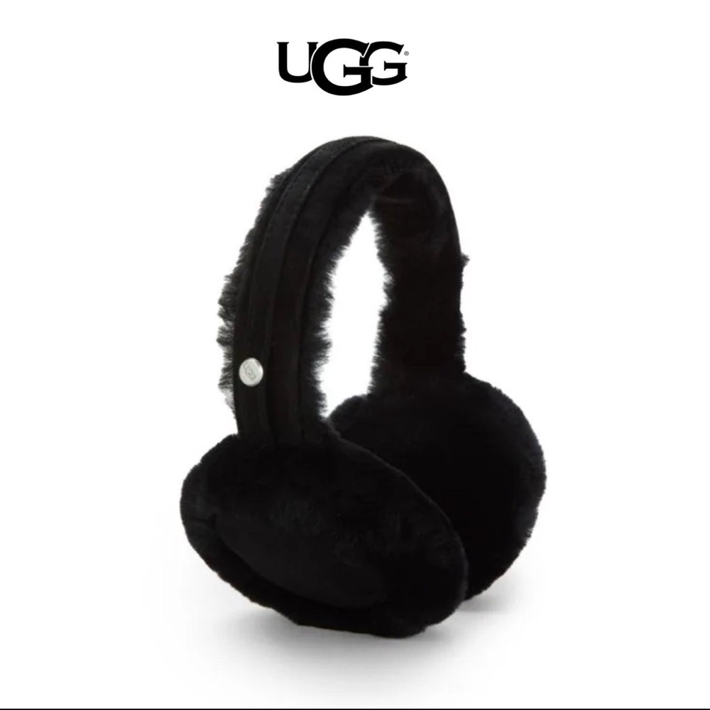 UGG Black Shearling Suede Earmuffs NWT